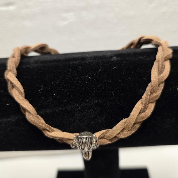 Men's Brown Leather Braided Bracelet with Dragon Charm - Picture 8 of 10